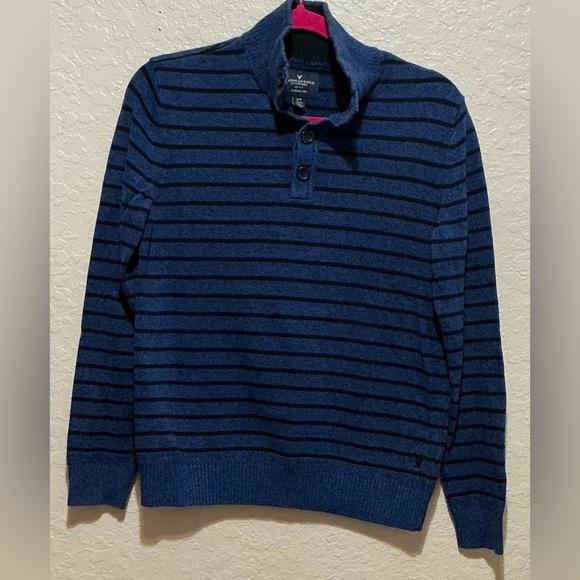American Eagle Men's Classic Fit Polo Long Sleeve Sweater - Picture 1 of 9